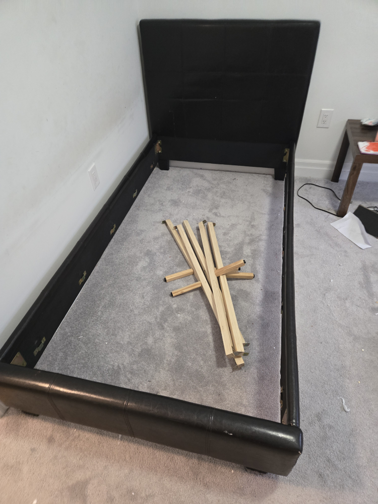 Black Leather Twin Bed Frame