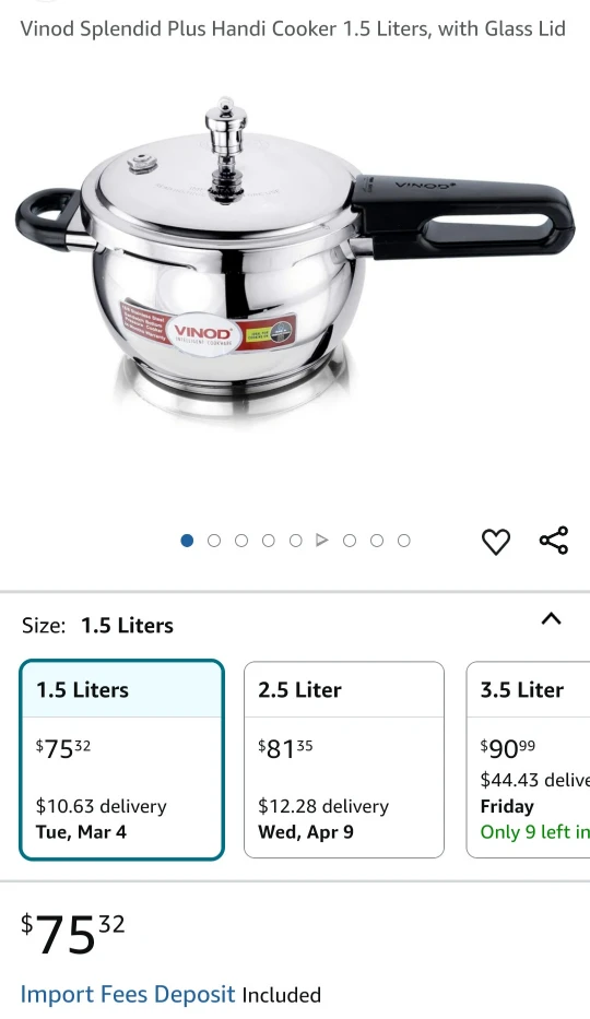 Cooker 1.5 liters Stainless steel handi cooker - VINOD Brand NEW