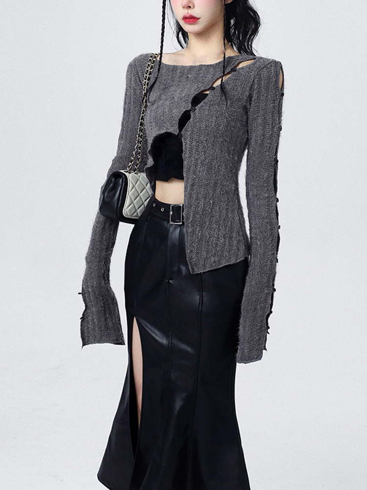 Sexy Chic Unique Asymmetrical Knit Sweater