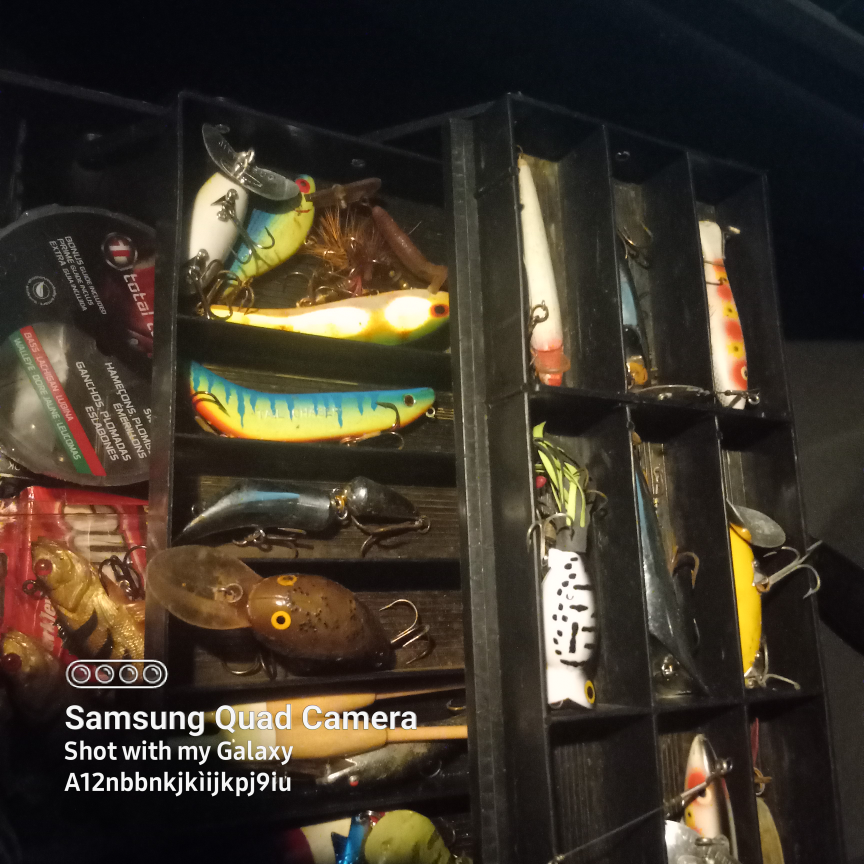 Assorted Fishing Lures and Tackle Box