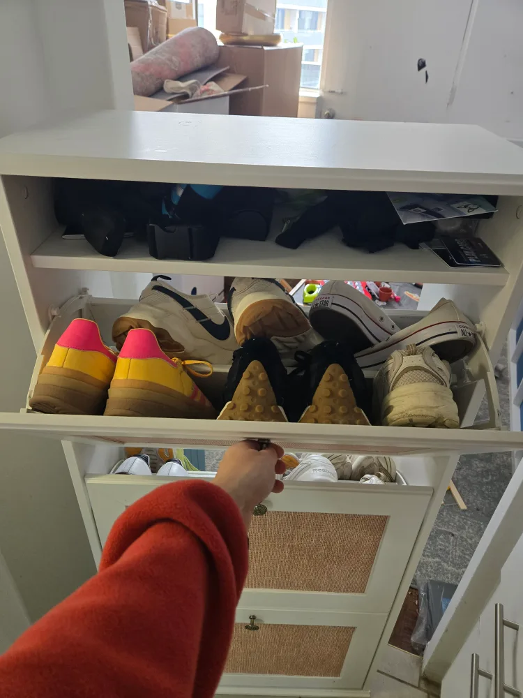 White Shoe Cabinet with Three Drawers (DIYed Ikea) image indicator(2)