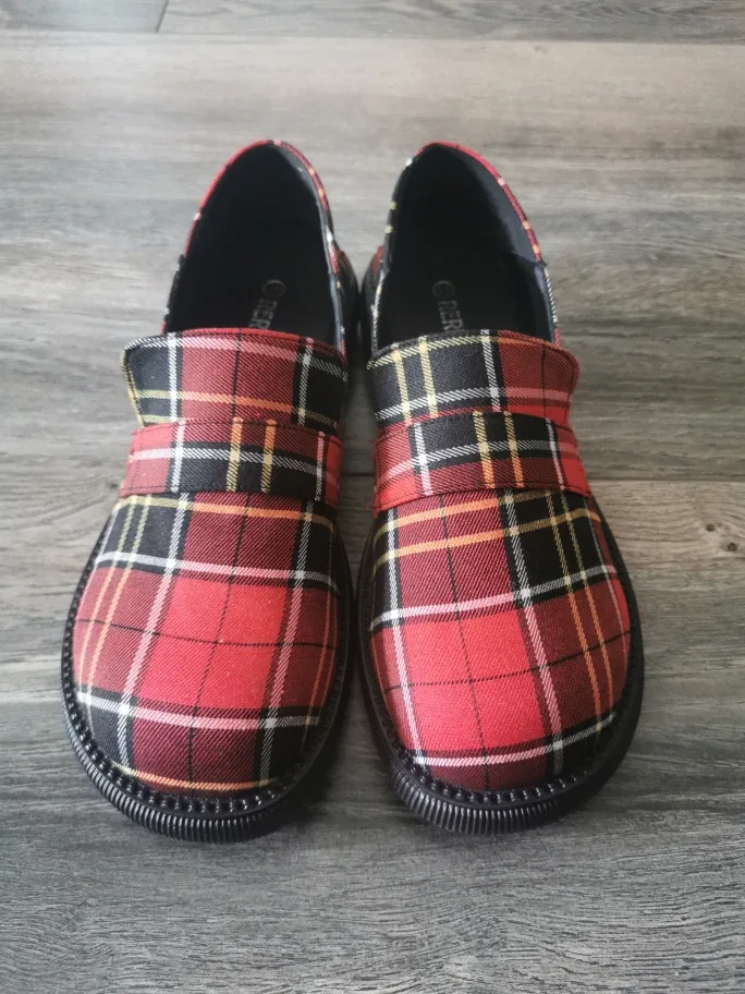 REREJOY Red Plaid Loafer Shoes - Size 41 image indicator(5)