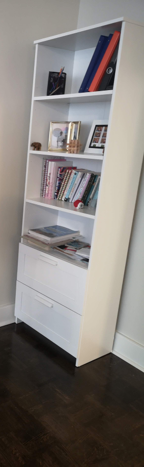 White Bookcase with Two Drawers
