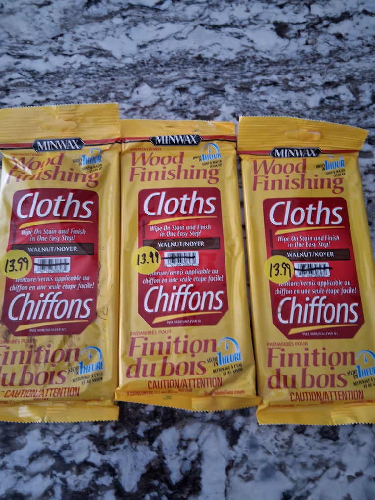 3 Packs Minwax Wood Finishing Cloths - Walnut