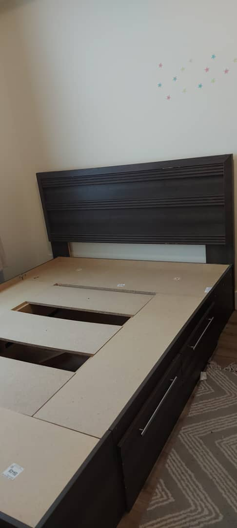 Queen Size Storage Bed Frame - Dark Brown