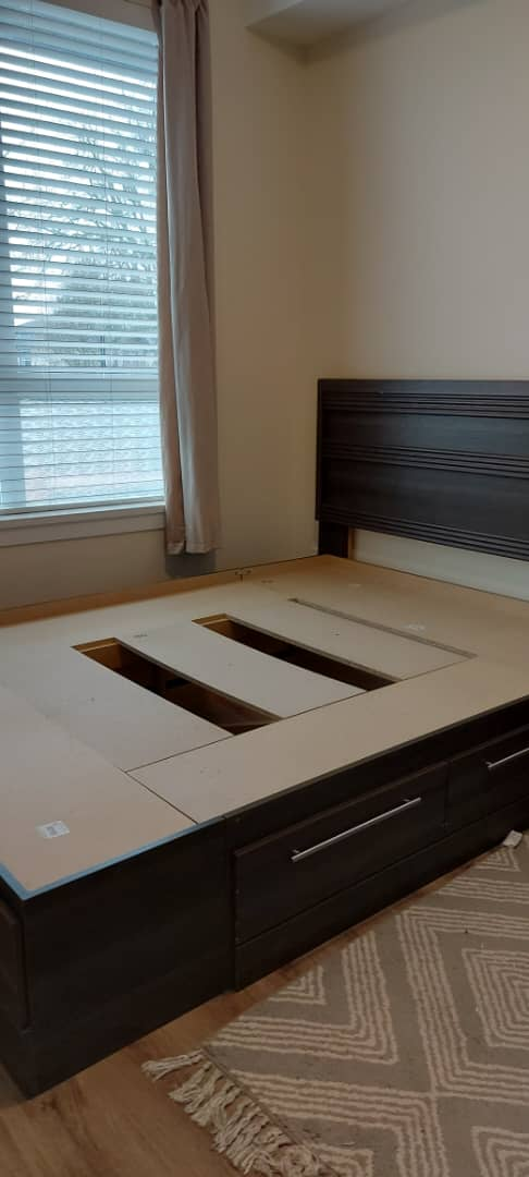 Queen Size Storage Bed Frame - Dark Brown - photo 4
