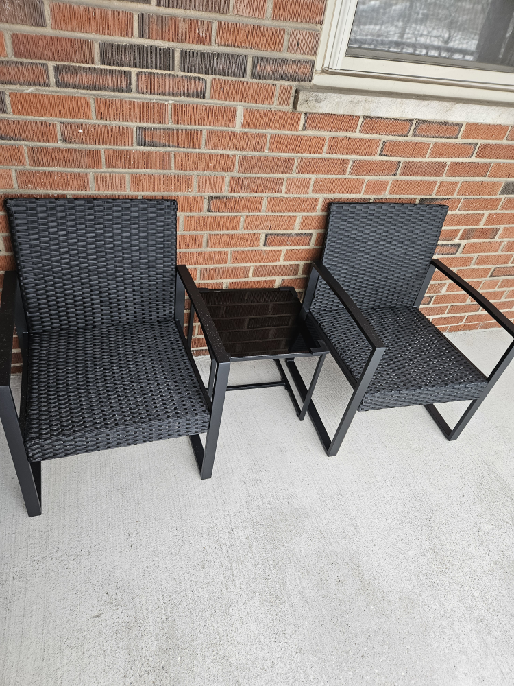 3-Piece Outdoor Patio Conversation Set: 2 Chairs & Table - photo 3