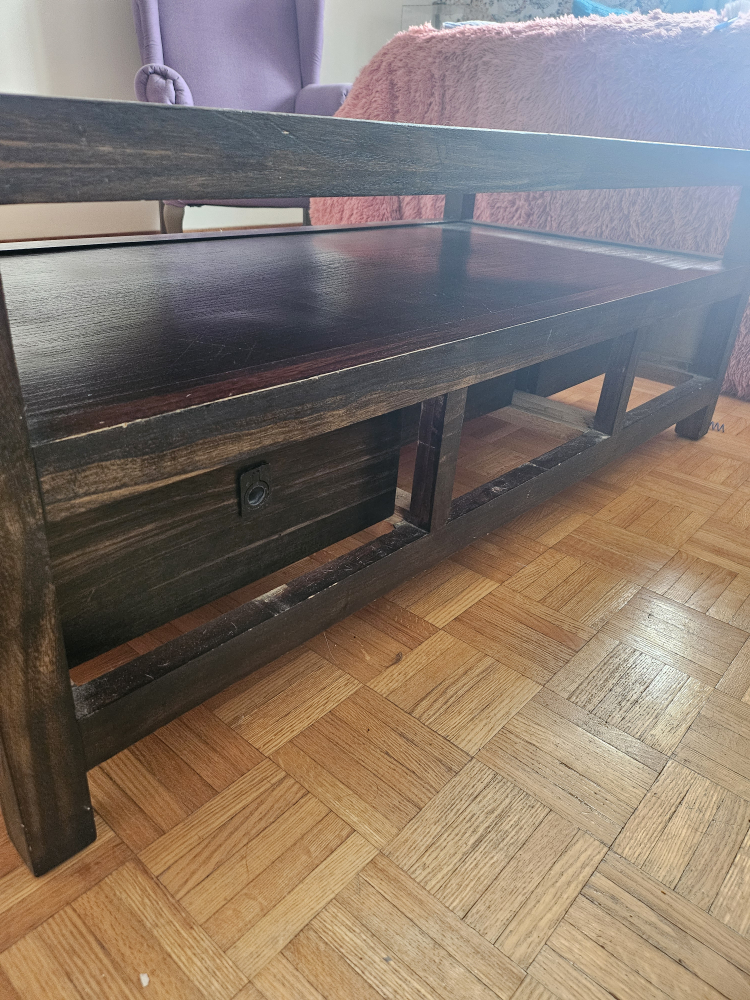 Dark Brown Wooden Coffee Table with Three Drawers - photo 3