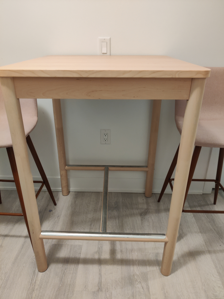 Pair of Pink Fabric Counter Height Stools with Wooden Legs - photo 2