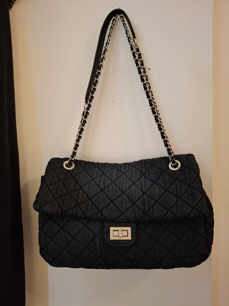 Dark Denim Quilted Flap Shoulder Bag image indicator(2)