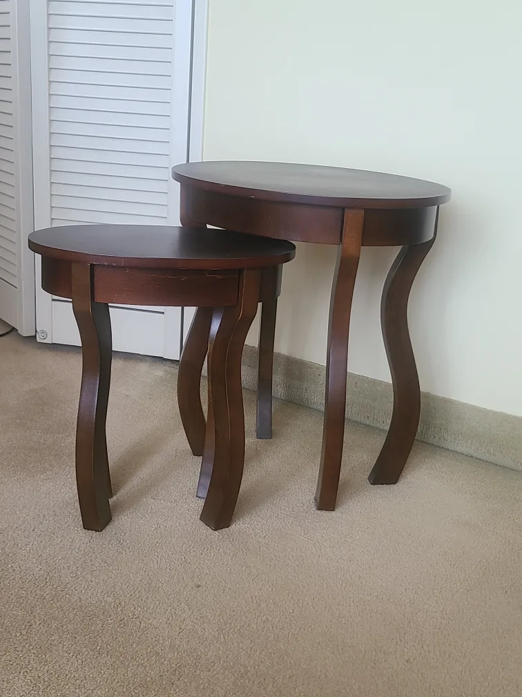 Veronica Collection Nested Oval Side Tables - Dark Brown Wood image indicator(4)