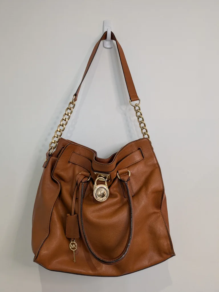 Michael Kors Hamilton Large Brown Leather Satchel image indicator(7)