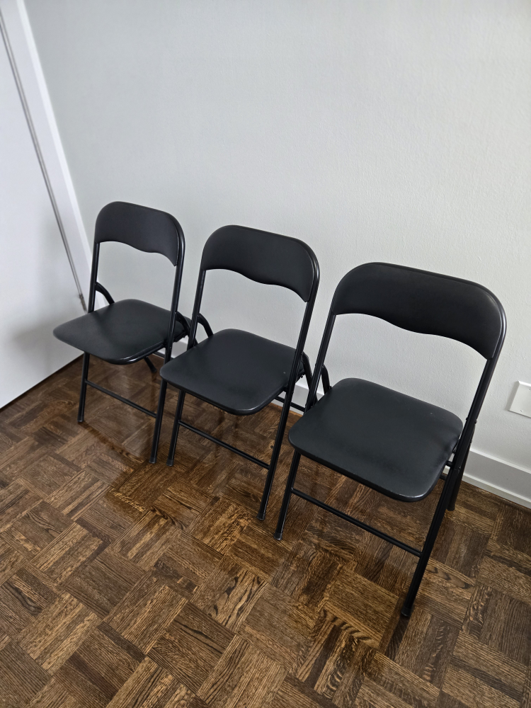 Three Black Folding Chairs - photo 2