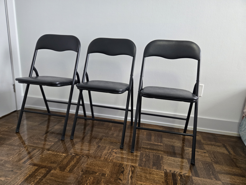 Three Black Folding Chairs - photo 3