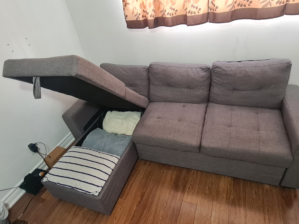 Grey Sectional Sofa with Storage Ottoman - photo 2