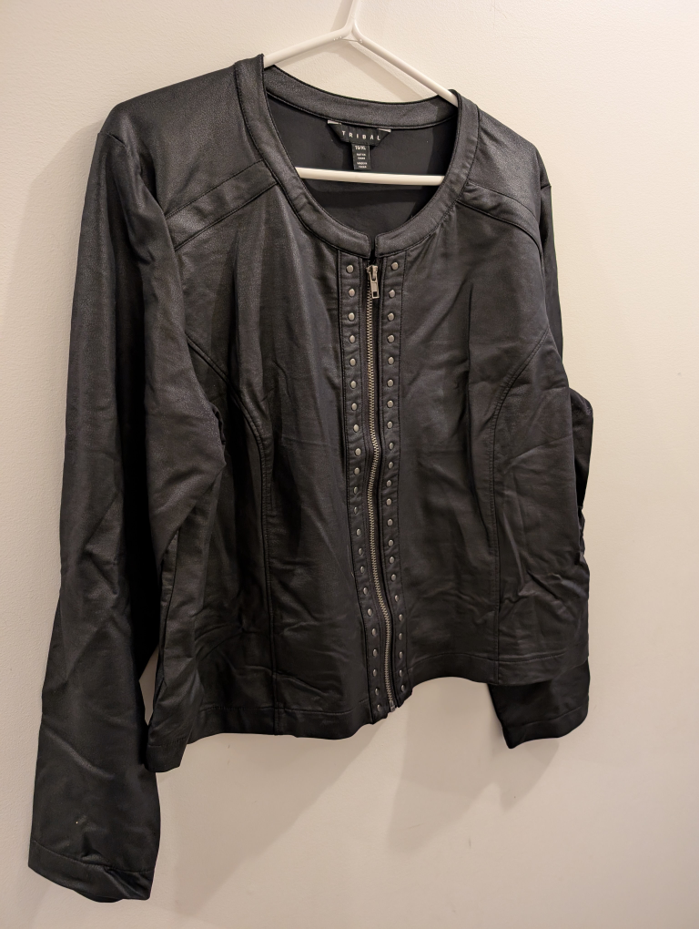 TRENDY Black Faux Leather Jacket - photo 2