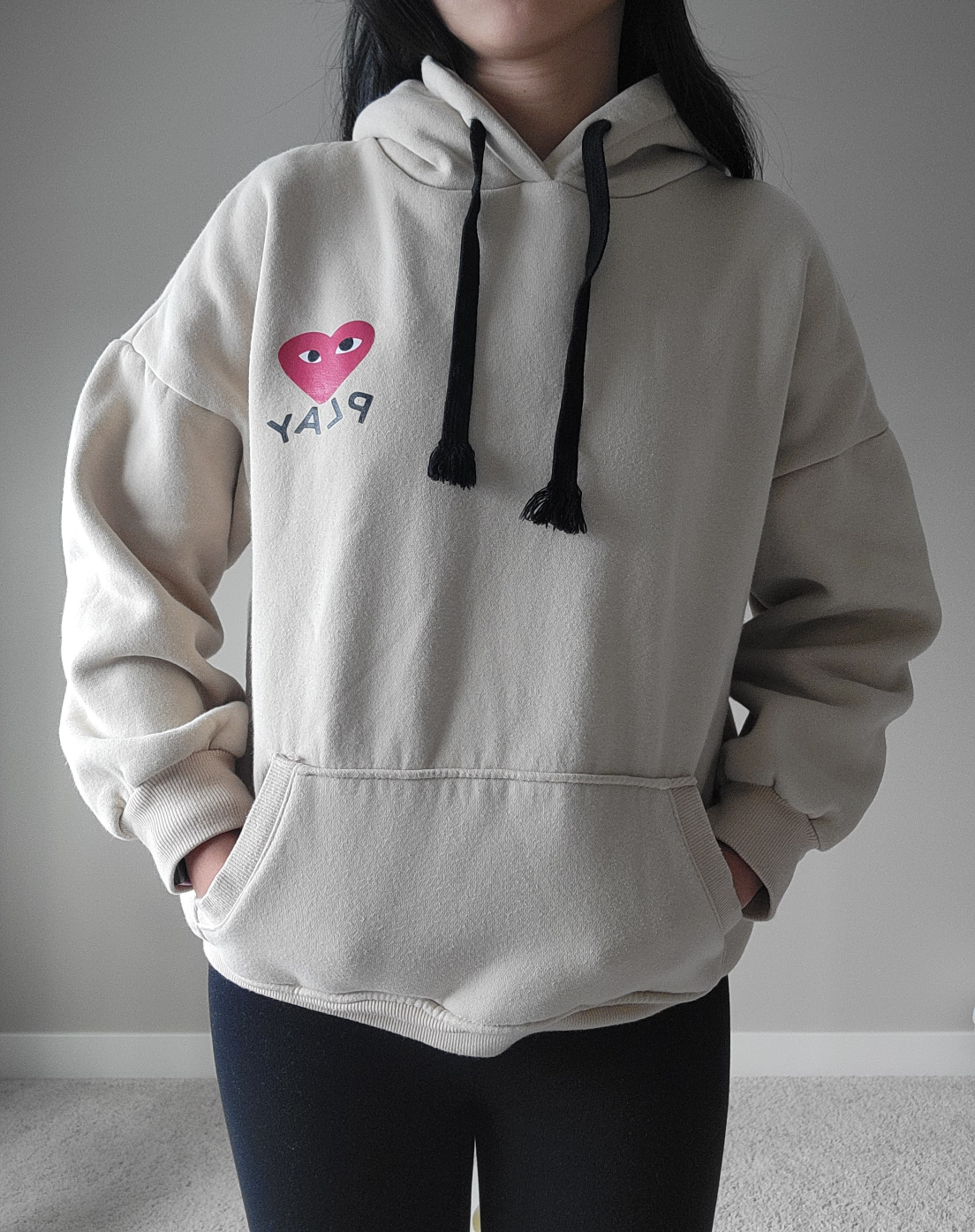 3PM Beige Play Heart Hoodie
