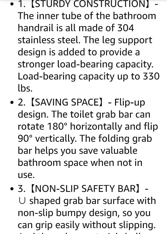 FOLDABLE TOILET SAFETY GRAB BAR RAIL image indicator(9)