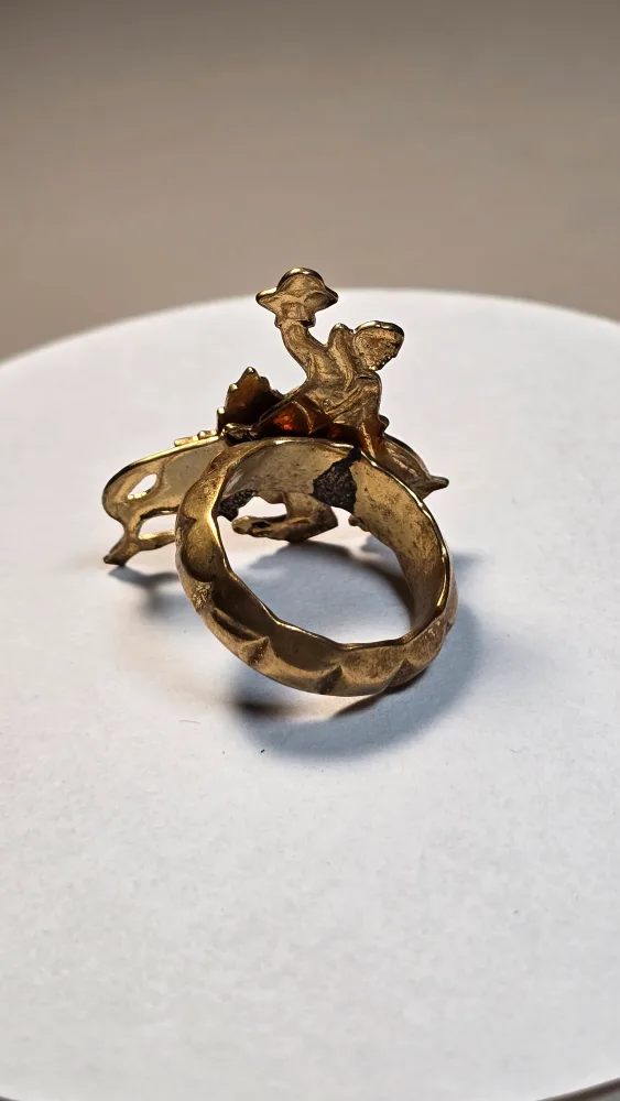 Vintage Calgary Rodeo Rider Bolo ring with Enamel Maple image indicator(4)