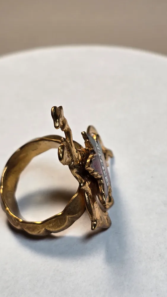 Vintage Calgary Rodeo Rider Bolo ring with Enamel Maple image indicator(6)