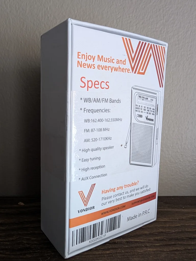 VONDIOR Portable Radio - AM/FM/WB Bands image indicator(3)