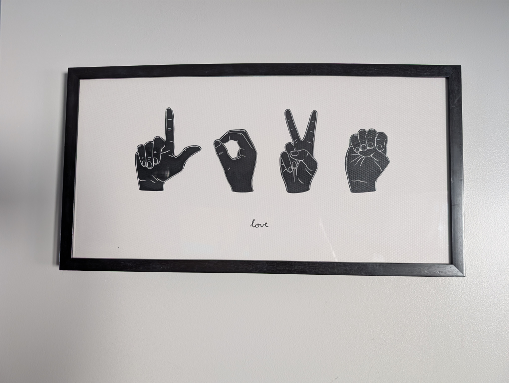 Framed Sign Language "Love" Print 28" x 17"