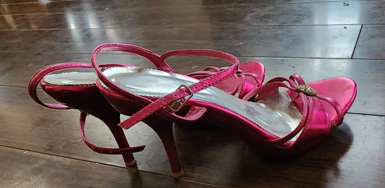 Pink Satin High Heel Sandals