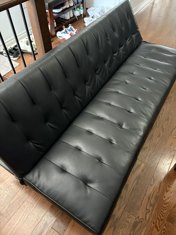 Black Faux Leather Futon Sofa Bed
