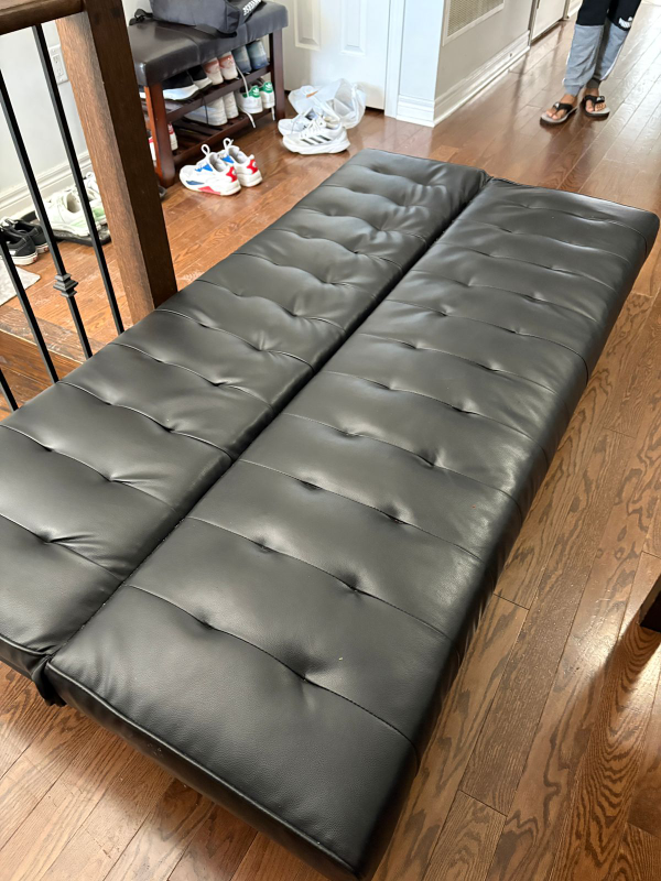 Black Faux Leather Futon Sofa Bed - photo 3