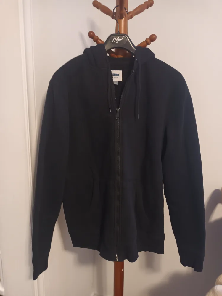 Old Navy Men's Black Zip-Up Hoodie Size Large thumbnail