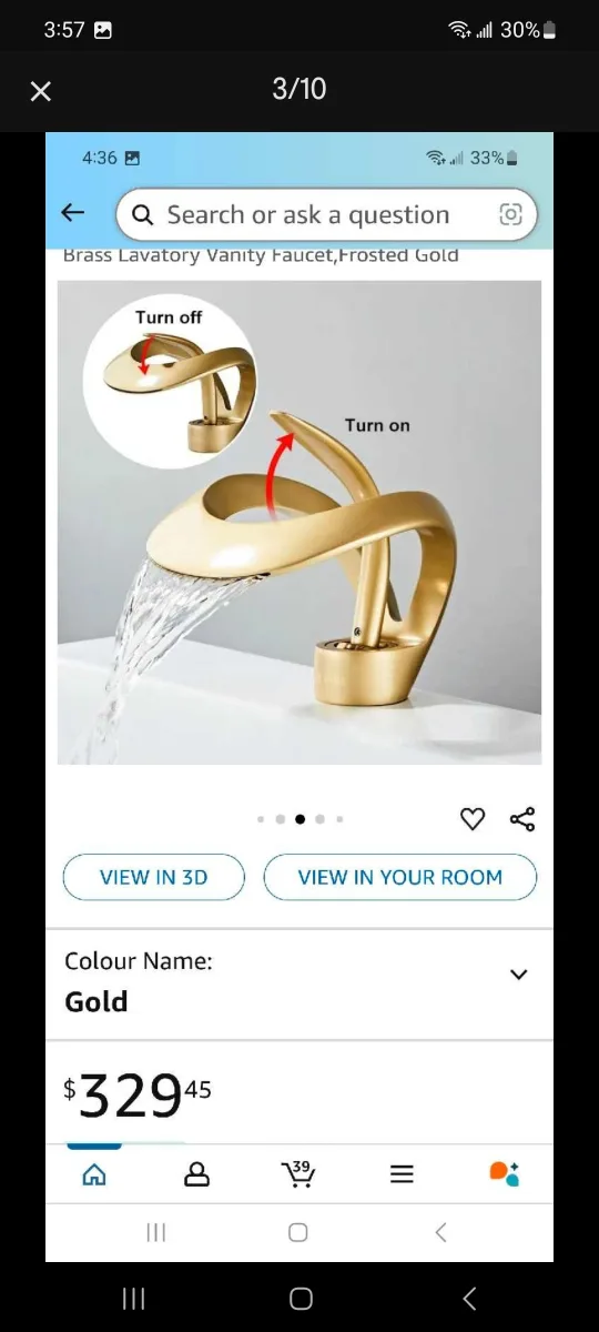 Lovedima Brushed Gold Waterfall Bathroom Faucet image indicator(2)