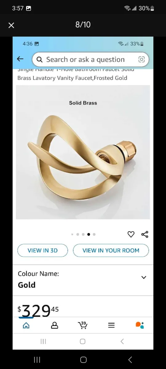 Lovedima Brushed Gold Waterfall Bathroom Faucet image indicator(4)