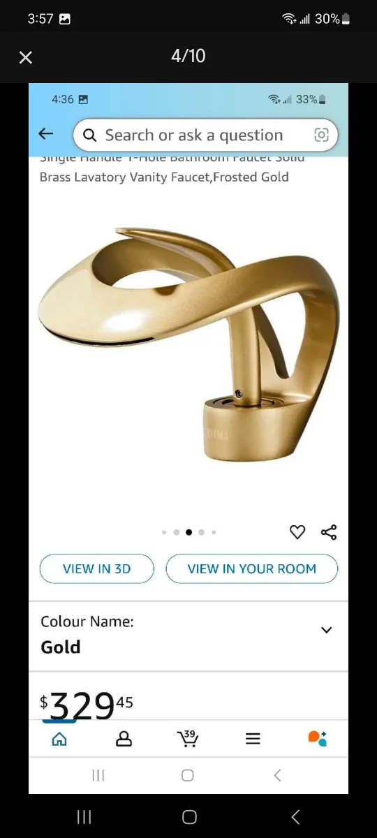 Lovedima Brushed Gold Waterfall Bathroom Faucet image indicator(6)