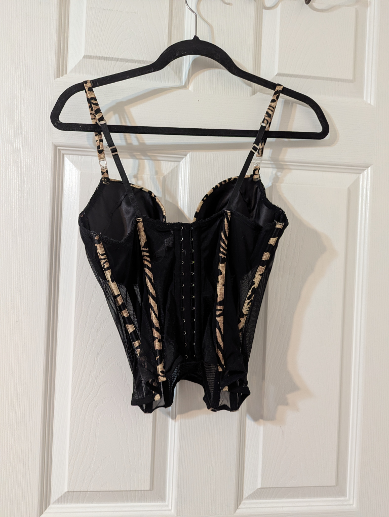 Three Corsets: Animal Print, Black Satin, and Black Lace - photo 5