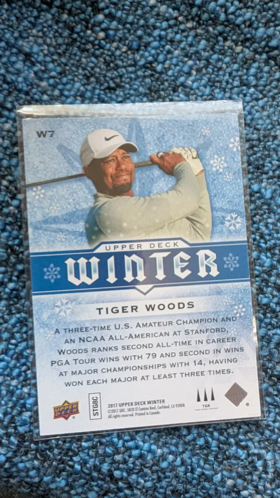 💚👀-WOW- 2017 Upper Deck Winter Tiger Woods Rookie Card #W7 image indicator(2)
