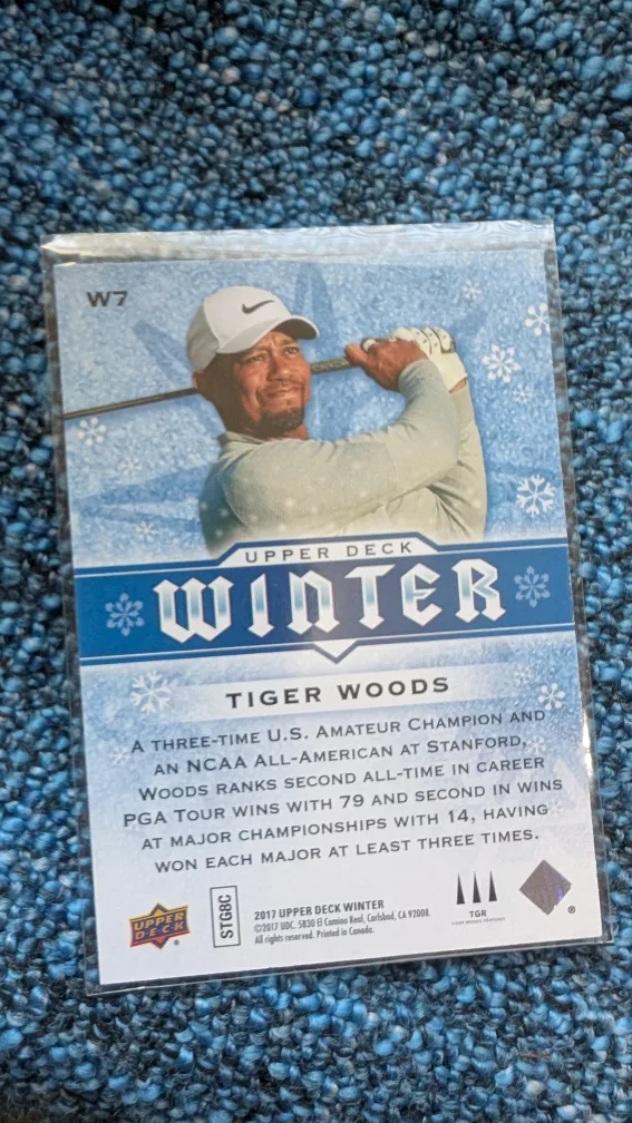 💚👀-WOW- 2017 Upper Deck Winter Tiger Woods Rookie Card #W7 image indicator(3)