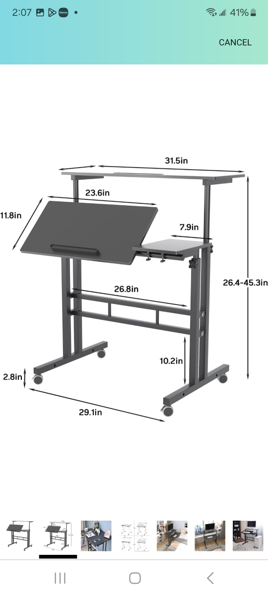 Adjustable Height Mobile Standing Desk - photo 2