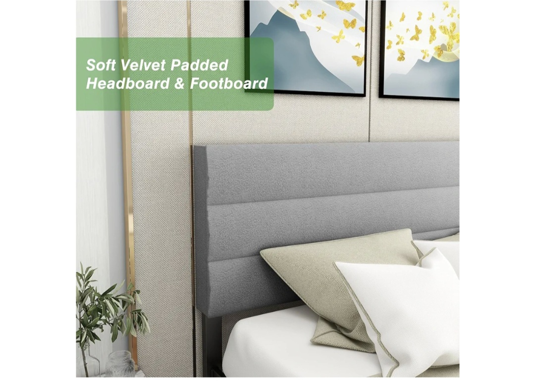 Queen Size Bed Frame with Padded Headboard - photo 2