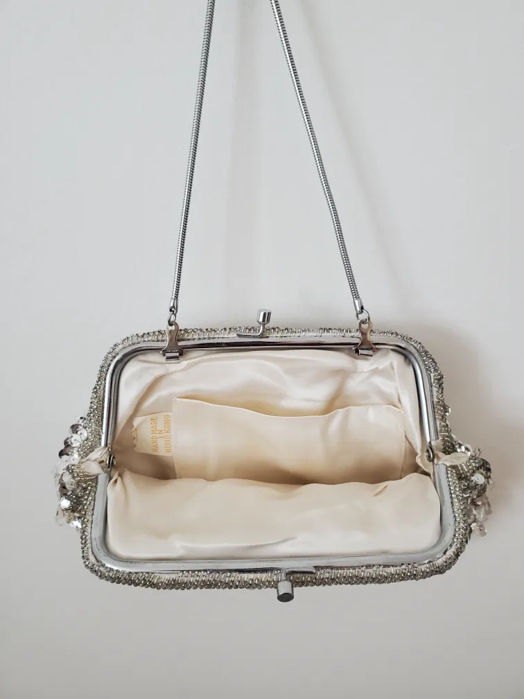 Vintage Silver Sequin Evening Bag image indicator(3)