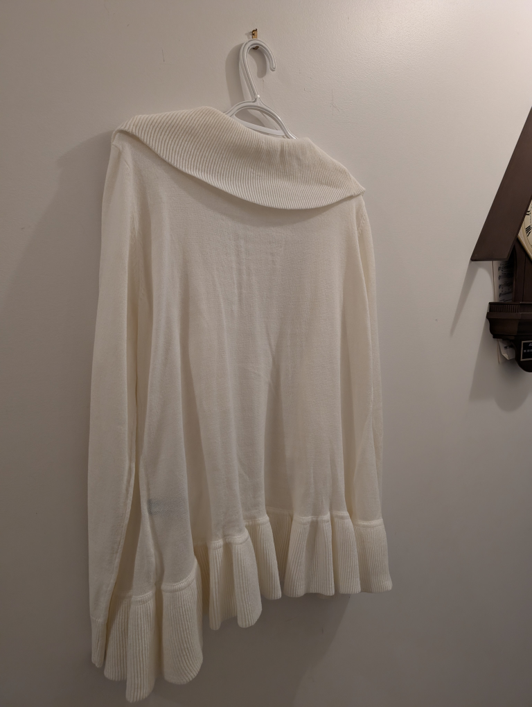 Women's White Ruffle Cardigan Sweater - photo 2