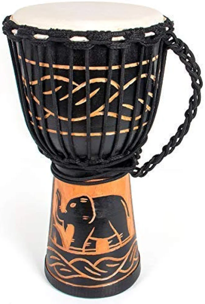 Hand Carved Mahogany Djembe with Goatskin Drumhead