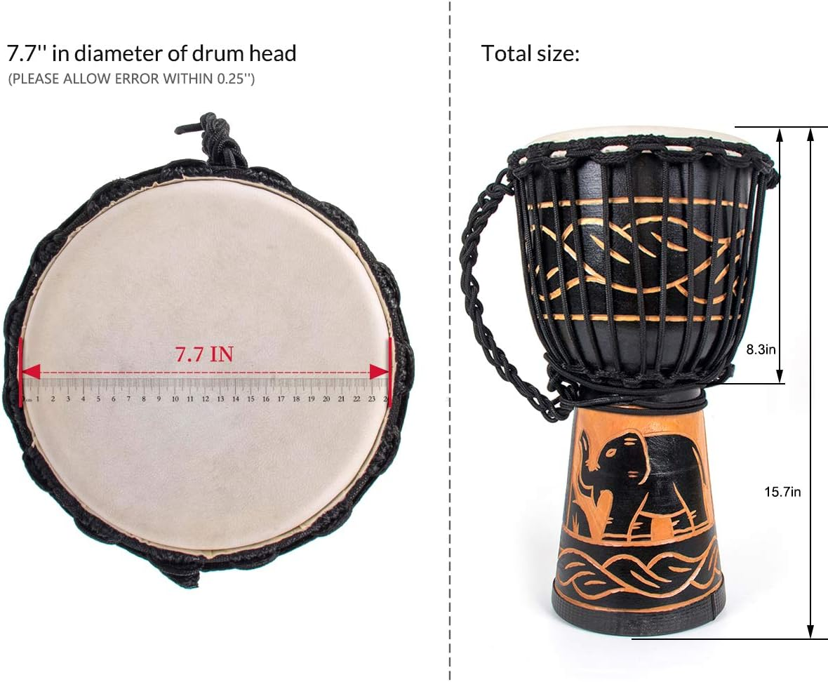 Hand Carved Mahogany Djembe with Goatskin Drumhead - photo 4