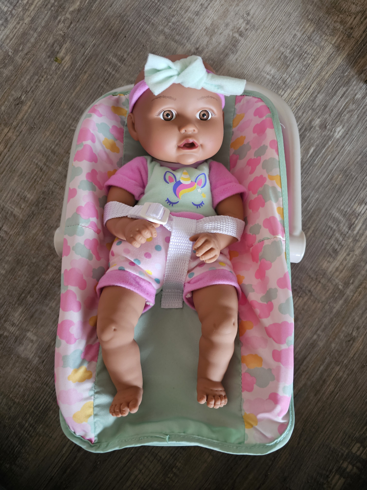 Adorable Baby Doll in Car Seat Playset