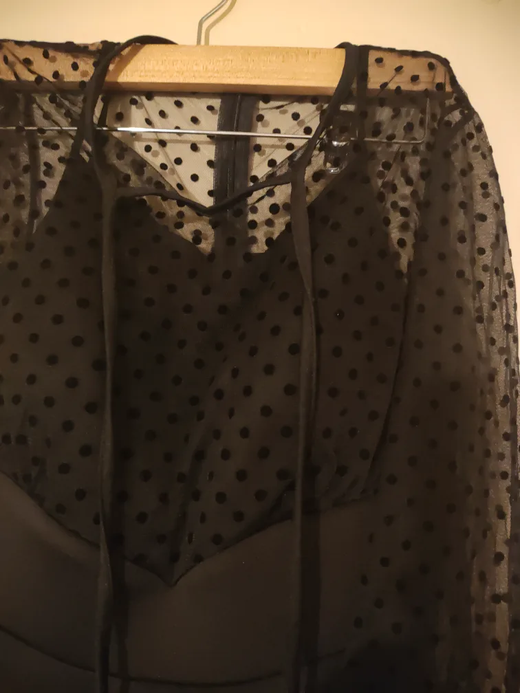 Black polka dot midi dress(Sales ) image indicator(2)