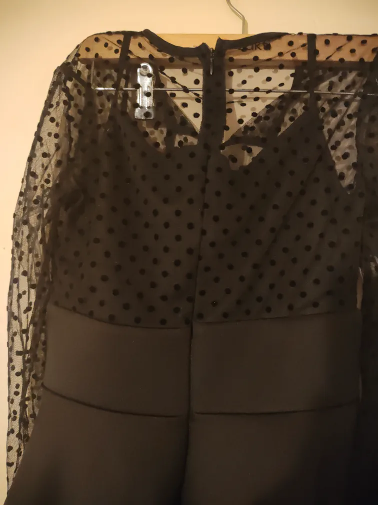 Black polka dot midi dress(Sales ) image indicator(4)