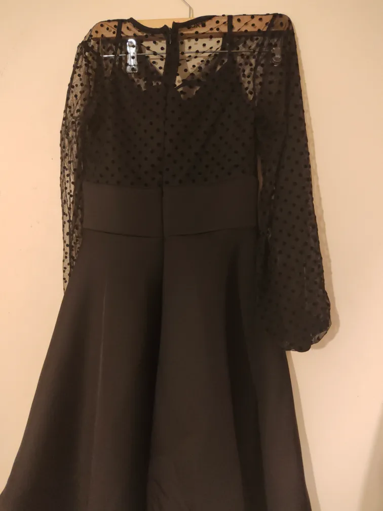 Black polka dot midi dress(Sales ) image indicator(5)