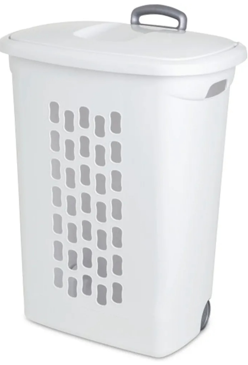 Laundry basket with wheels and lid