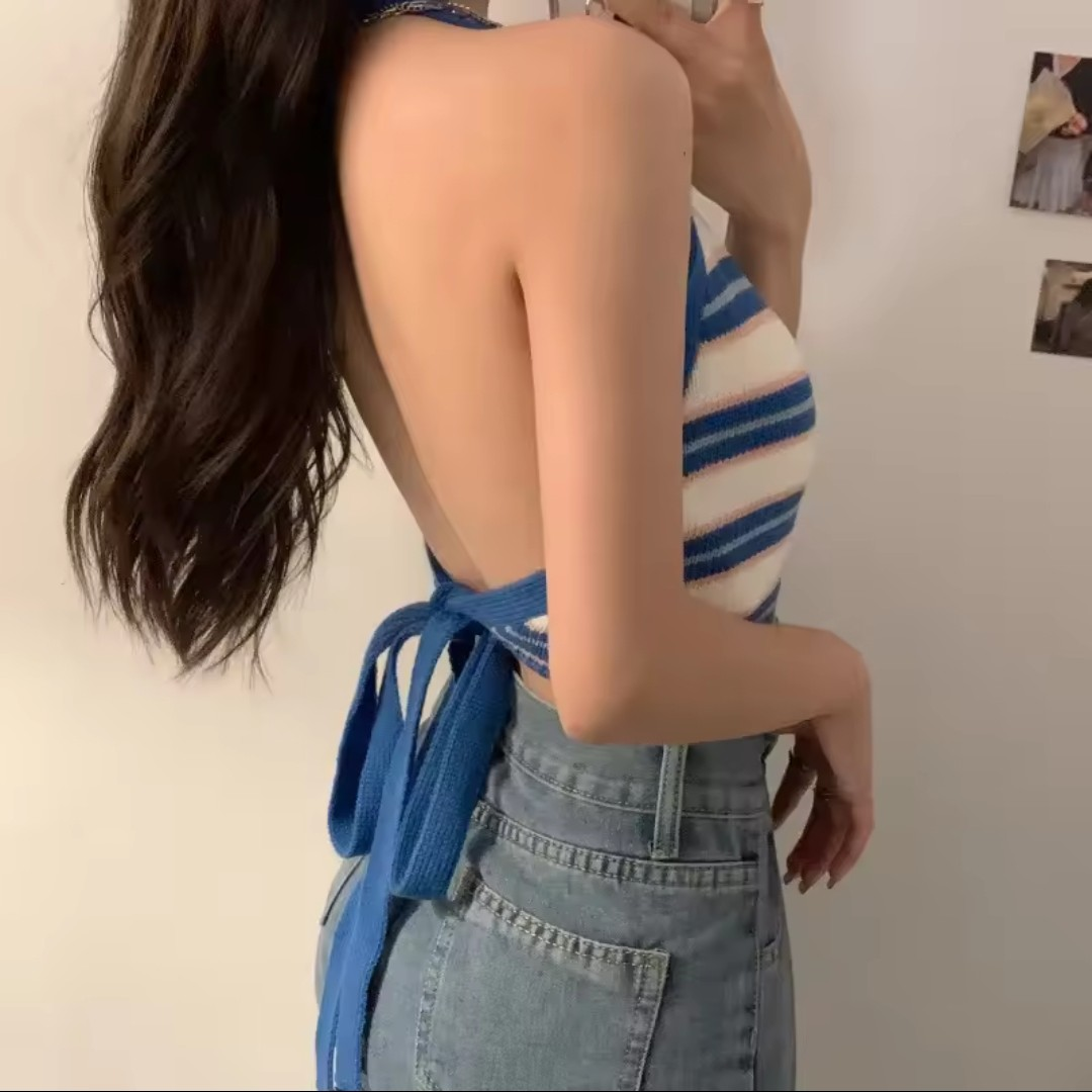 Striped Knit Halter Top - photo 2