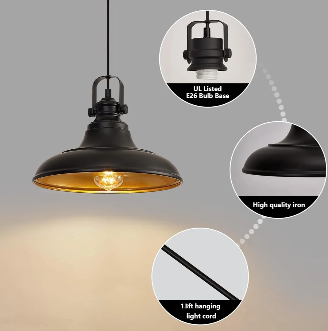 Modern Black Farmhouse Pendant Lights – Set of 3 image indicator(8)
