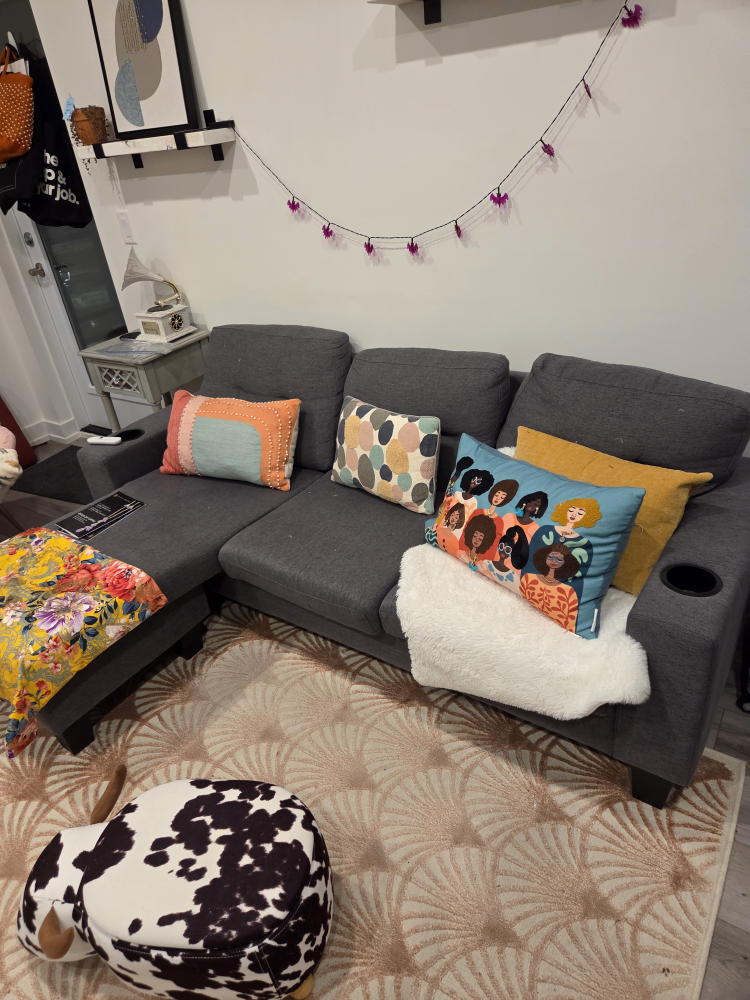 Grey L-Shaped Sectional Sofa - photo 3